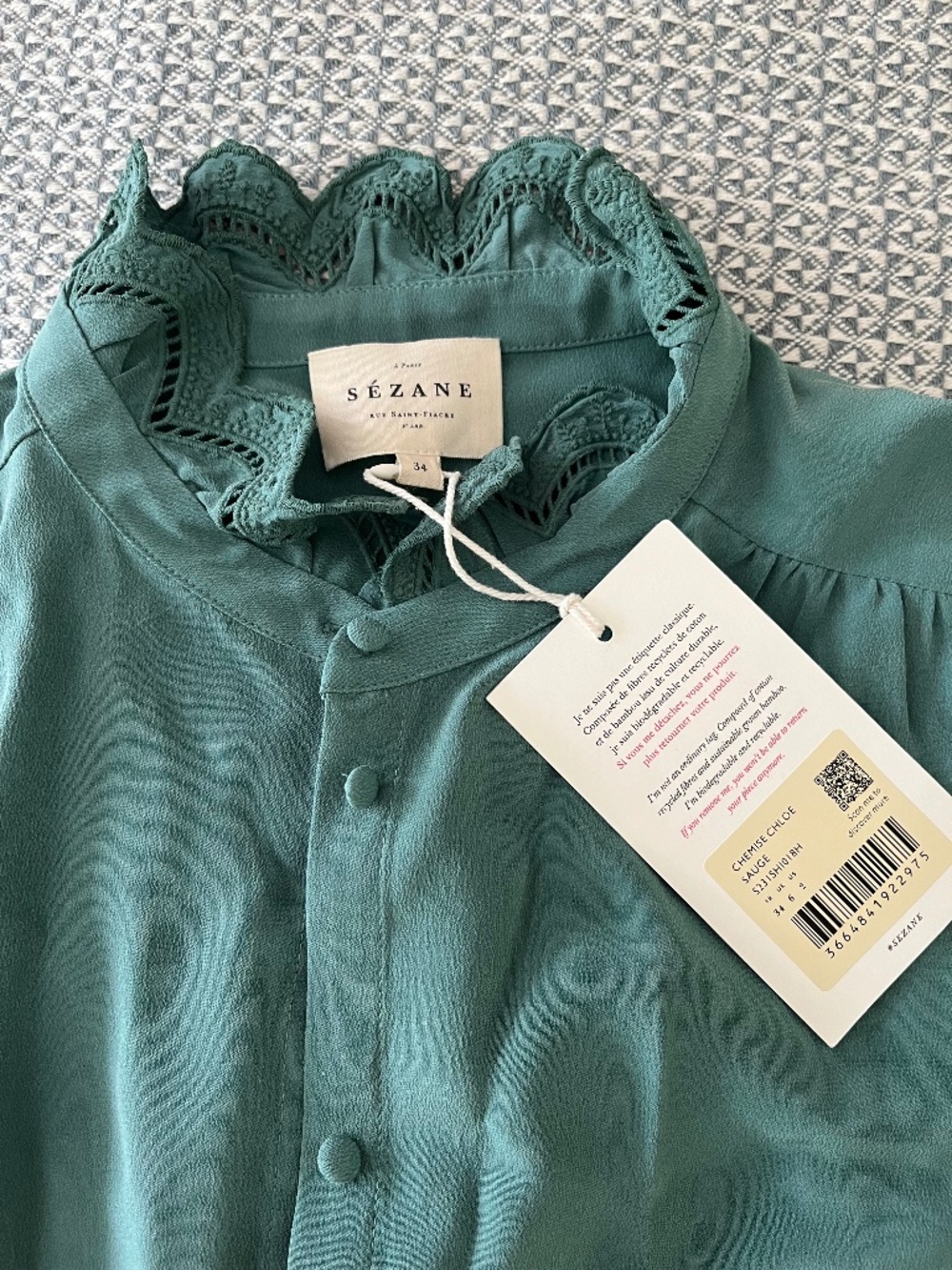Sezane Chloe shirt sage Size 2